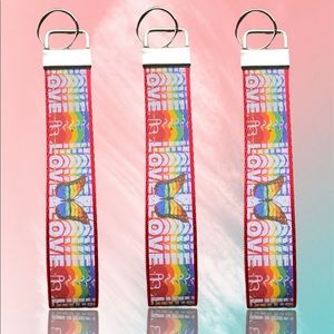 Pride month “love is love” theme wristlet, key fob